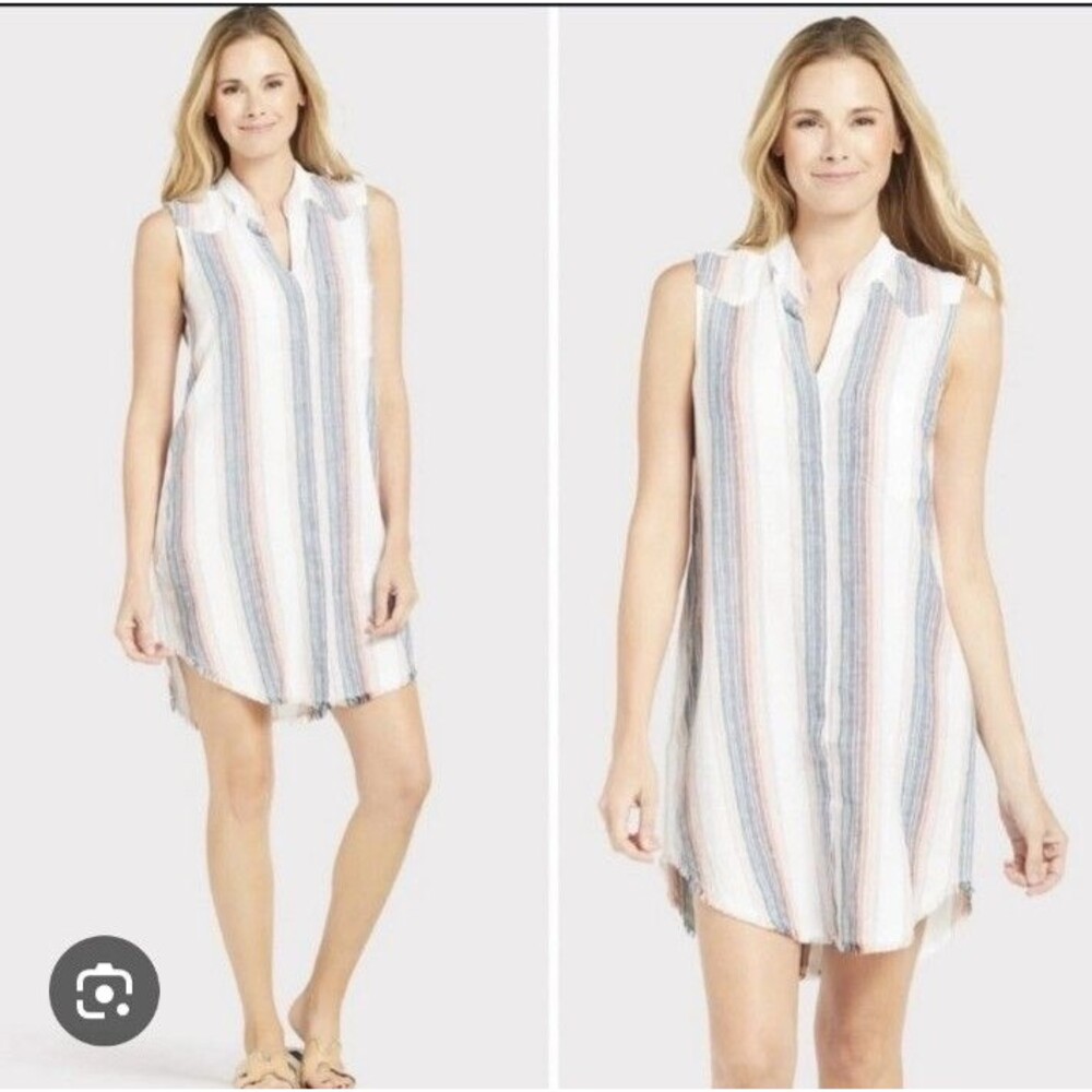 Cloth & Stone Sunburst Striped Dress Sz M Beachy Vacation Resortwear